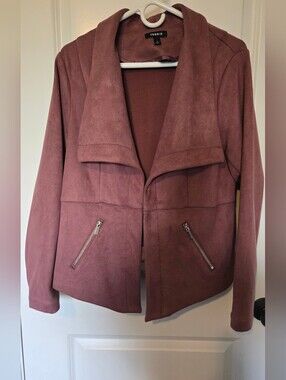 torrid Dusty Mauve Faux Suede Open Front Jacket With Hook And Eye Closure Size 1